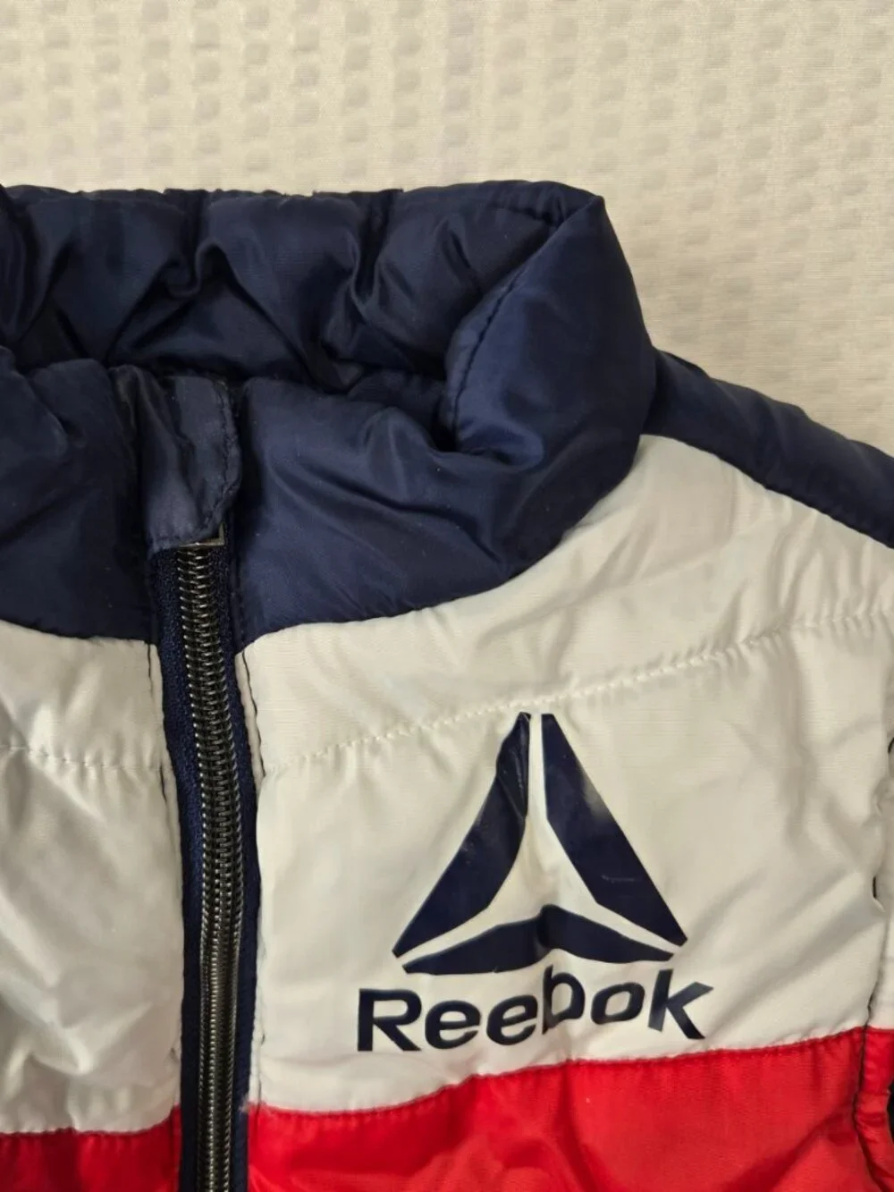 Reebok Kids Color-Block Puffer Lightweight Vest Navy/Red/White Size 3T